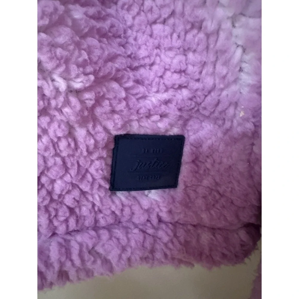 Girls Sherpa Lilac Purple White‎ & Navy Blue Half Zip Jacket Hoodie XL 16/18